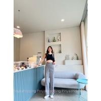 ราคา กางเกงผ้าทวิตชาแนลทรงขากระบอกซิปหลังเก็บทรงอำพรางสัดส่วนได้ดีS XL (19467741415)