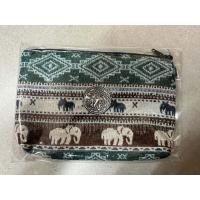 ราคา กระเป๋าใส่เงิน ใส่เหรียญผ้าทอ ติดเครื่องเงินช้าง มีซิปและซับใน (19235849651)