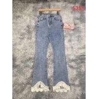 ราคา Aoktrip กางเกงยีนส์ขาม้าผ้ายืด แต่งลูกไม้เกาหลี (16421259916)