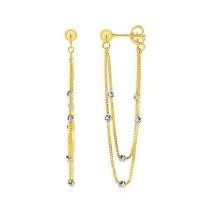 ราคา ต่างหูแบบห้อยโซ่ยาว พร้อมประดับลูกปัด ทองคำแท้ 14k (9972397415)