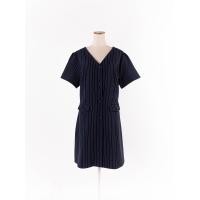 ราคา La mignonne เดรสคอวีแขนสั้น สีกรมพิมพ์ลายทาง ป้ายแบรนด์ระบุไซส์XXL Preloved (20669891263)