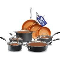 ราคา GOTHAM STEEL Pro Hard Anodized Pots and Pans 13 Piece Premium Cookware Set with Ultimate Nonstick Ceramic Titanium Coating Oven and Dishwasher Safe Brown 13 Piece Cookware Set (10905429422)