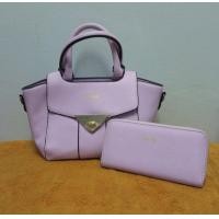 ราคา กระเป๋าถือแฟชั่น สีม่วงพาสเทล พร้อมกระเป๋าสตางค์ มือ 1 (21277270873)