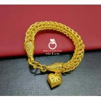 ราคา สร้อยข้อมือ B411 หนัก 5 บาท ลายหกเสา งานทองเคลือบแก้ว ทองไมครอน ทองสวยเลสข้อมือ (21367675899)