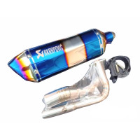 ราคา ชุดท่อ ท่อแต่งมอเตอร์ไซค์ ท่อแต่ง PCX150 ฮอนด้า พีซีเอ็กซ์150 ปี 2018 2020 ปลายท่อ AK18 นิ้วใบอ้วนสีรุ้ง (12584866579)