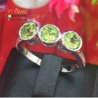 ราคา แหวนเพอริดอท แหวนเงินแท้ ชุบทองคำขาว พลอยเพอริดอทแท้ YTG 8053 (17436141280)