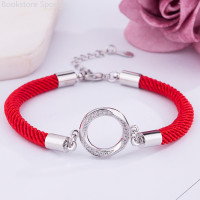 ราคา Wish ขายร้อนสไตล์คู่สร้อยข้อมือเชือกมือแฟชั่นถักเพทายเชือกสีดำเชือกสีแดงสร้อยข้อมือกลมเครื่องประดับ (20741983548)