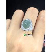 ราคา แหวนหยก แหวนเงินแท้ ชุบทองคำขาว หยกแท้ YTG 9084 (17517848503)