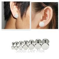 ราคา ต่างหู ตุ้มหู จิว ต่างหูผู้ชาย Silver Gothic Barbell Earring Fashion Round Plain Men Stud Earring Jewelry 1 ข้าง (12876344327)