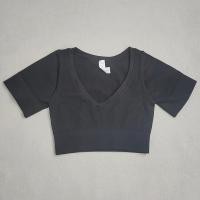 ราคา Nessaj เสื้อยืด Training Gym เสื้อฟิตเนสแขนสั้นสำหรับเล่นโยคะเชือกกระโดดเสื้อเอวลอยแบบเรียบง่าย (19416592510)