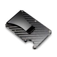 ราคา กระเป๋าสตางค์คาร์บอนไฟเบอร์สำหรับผู้ชายหรือผู้หญิงRFID Blocking Minimalist Credit Card Holder Smart Money Clip Business Card Holder (15326674729)