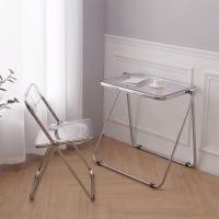 ราคา โต๊ะทำงานกระจกใส พับเก็บ สไตล์มินิมอล ลุคเกาหลีสุดๆ (12579731365)