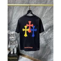 ราคา Correct Version Chrome Hearts Heavy Industry Sheepskin Leather Patchwork Embroidery Craft Color Cross Short Sleeve Mens T Shirt (21031162083)