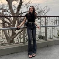 ราคา กางเกงยีนส์ 8635 2 ขาม้าใหญ่เอวสูงทรงสวย สีดำเฟดเทาฟอกสวยๆ (21380490079)