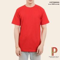 ราคา เสื้อยืดคอกลม Cotton 100 สีแดงสด คอกลม คอวี แขนสั้น (19939514831)