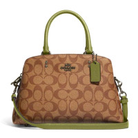 ราคา กระเป๋าถือ COACH แท้ ทรงถัง รุ่นใหม่ ใบเล็ก 10 นิ้ว ไซส์หายาก สายหนังแท้ สีสวย COACH 91494 MINI LILLIE CARRYALL IN SIGNATURE COATED CANVAS Olive (21379241019)