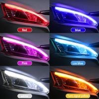 ราคา 2PCS Car Headlights DRL Daytime Running Light Flow Turn Signal Lamp Surface Decorative Light for 12V Cars (17936397623)
