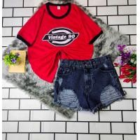 ราคา เสื้อทูโทน รีดลาย กางเกงยีนส์ขาสั้น สาวๆห้ามพลาด (14034657813)