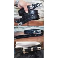 ราคา สายเข็มขัดสีดำ หัวดาว เข็มขัดหนังจระเข้ สไตล์คาวบอย แบบหัวชุด (16992955931)