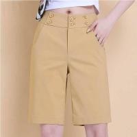 ราคา สีขาวห้าจุดกางเกงขาตรงผู้หญิงเอวสูงกางเกงขาสั้นลำลองขากว้างหลวมบาง (16112435899)