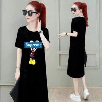ราคา เดรสยาวเสื้อยืดแฟชั่นผู้หญิงสไตล์เกาหลี คอกลมแขนสั้น ลายพิมพ์สวยงาน เนื้อผ้ายืดหยุ่นดี กระโปรงเสื้อยืดทรงสวย รุ่นน่ารักC00233 (8688851832)