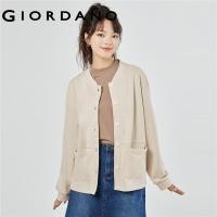 ราคา GIORDANO Women Jackets Stand Collar Button Closure er Jackets Solid Color Fashion Casual Loose er Jackets 13373790 (21191371450)