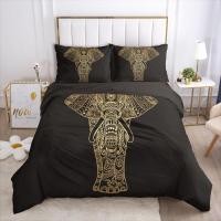 ราคา 3D Duvet Cover Set Bedding Sets Comforter Quilt Cover Bed Linen King Queen Black Gold Lotus Design Printed 220x260 Size (16207100446)
