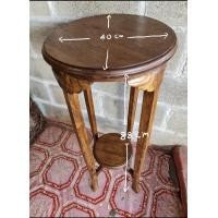 ราคา โต๊ะกลมวางของ โต๊ะกลมไม้สัก เก้าอี้บาร์ เก้าอี้วางแจกัน Chair ขนาด 40 40 88 cm (13550026574)