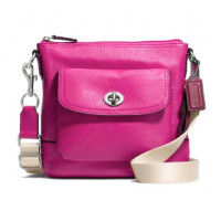 ราคา กระเป๋าสะพาย COACH แท้ หนังแท้ หนังนิ่ม สะพายเฉียงสวย สายผ้าปรับความยาวสายได้ ทรงสวย ใบเล็ก COACH 49170 PARK LEATHER SWINGPACK Magenta (21347452467)