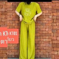 ราคา กางเกงขายาว 2 ชิ้น ชุดเซตเสื้อยืด กางเกงขาสั้น สีลายหมี (20402653737)