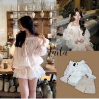 ราคา LAILA Brand LL151 ชุดเซต 2 ชิ้น ชุดมินิเดรสทรงเปิดไหล่ มาพร้อมกับ กางเกงขาสั้นสีออฟไวท์ (21329403034)