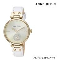ราคา Anne Klein AK 3380CHWT Swarovski Crystal Accented นาฬิกาข้อมือผู้หญิง ประดับคริสตัล Swarovski สายหนัง สีขาว (981468626)