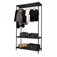 ราคา SAKU ราวแขวนเสื้อผ้าพร้อมชั้นวาง SRW001B 45x90x180CM สีดำ (16426482258)