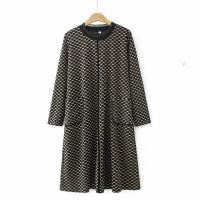 ราคา ขนาดใหญ่ Large Size XL 4XL Womens Long Sleeved Printed Spring Autumn Dress Fashion Vintage Female Long Midi Dresses with Pockets (20432554108)