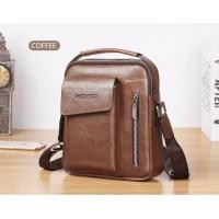 ราคา กระเป๋าสะพายข้าง กระเป๋าแฟชั่นผู้ชายกระเป๋าหนังเทียมกระเป๋าหนังผู้ชายกระเป๋าสะพายหลังเอว Messenger Bag PU Leather Sling Shoulder Bag Male (12044989043)