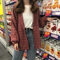 ราคา JMPRS Vintage Women Plaid Shirt Autumn Single Breasted Long Sleeve Korean Loose Shirts Casual Turn Down Collar Button Up Tops (11684374334)