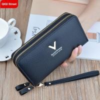 ราคา กระเป๋าสตางค์ผู้หญิงแบบถือหนังจระเข้กระเป๋าสตางค์ซิปคู่กระเป๋าสตางค์หนังเคลือบแว็กซ์น้ำมันยาวจุได้เยอะสองชั้นกระเป๋ากระเป๋าโทรศัพท์มือถือ2022ใหม่ (16959144477)