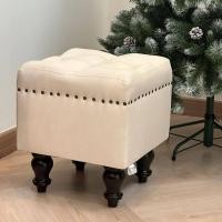 ราคา เก้าอี้สตูลนั่ง ผ้ากำมะหยี่ สไตล์วินเทจ ตอกหมุดสีชาแถวบน ขาไม้ทรงกรวย (20960391575)