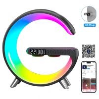 ราคา โคมไฟตั้งโต๊ะมีไฟ LED RGB สมาร์ท APP ไฟกลางคืนสร้างบรรยากาศลำโพงนาฬิกาปลุกที่ชาร์จไร้สายสำหรับ iPhone Samsung ห้องเดสก์ท็อป (21170640741)