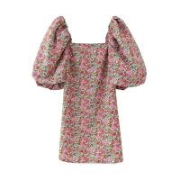 ราคา KPYTOMOA Women Chic Fashion With Lining Floral Print Mini Dress Vintage Puff Sleeve Back Zipper Female Dresses Vestidos (11310654222)