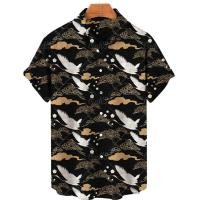 ราคา Camisa Masculina เสื้อพิมพ์ลายนกกระเรียนมงกุฎแดงชุดลำลองย้อนยุคพื้นเมืองฮาวายสำหรับผู้ชายเสื้อผ้านกกระเรียนแบบสั่งทำเสื้อขนาดใหญ่ (20792439153)