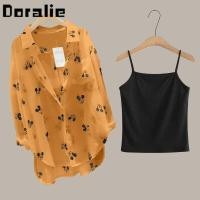 ราคา ชุดเสือกั๊กสตรีแขนกุด2ชิ้น ชุดเสื้อชีฟองเสื้อพิมพ์ลายการ์ตูน (18317025475)