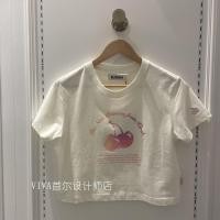 ราคา KIRSH houndstooth Versace KIRSH 23 summer new Korean girl fantasy crystal cherry print short T shirt short sleeves (18869503072)