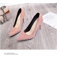 ราคา Women shoes รองเท้าส้นสูง 4 นิ้ว รองเท้าส้นสูงผู้หญิง รองเท้าเปิดส้น แบบสวม งานสไตล์แบรนด์ดัง ส้นสูงหัวแหลม (15556843377)