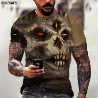 ราคา Summer Horror Skull 3D Print T Shirt For Men Casual Oversized Short Sleeve Clothes Streetwear Hip Hop Tops Tees Men Clothing 5XL (19919036005)