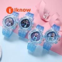 ราคา I Know ที่มีสีสันนาฬิกาเรืองแสงสำหรับเด็กลาย Frozen รูปพิมพ์ Anna Elsa ของขวัญสำหรับหญิง (20575634966)