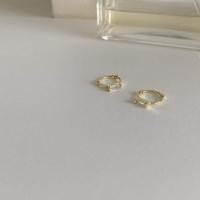 ราคา A piece ต่างหูเงินแท้ ต่างหูห่วง all silver 925 14K gold crystal one touch 04 (20961080528)
