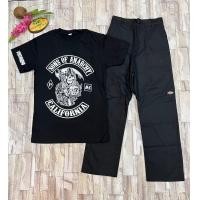 ราคา ชุดเซทเสื้อยืดแขนสั้นกางเกงขายาว เสื้อแขนยืดสั้นกางเกงขาต่อ เสื้อสกรีนลายด้านหน้า สกรีนแขน ชายสไตล์เท่ๆ พร้อมส่ง (17212768797)