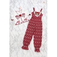 ราคา Mariadiamond สีแดง Teddy love Jumper Set ชุดเข้าเซ็ต2ชิ้น เสื้อครอปเเขนสั้นพิมพ์ลายกุหลาบ จั้มสูทขายาวเข้ารูป ซิปหลัง เเต่งหัวใจพิมพ์ลายน้องหมี จั้มสูทสีแดงผ้า texture (21378013897)