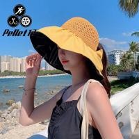 ราคา หมวกกันแดดติดโบว์มีปีกกว้างกันแดดแบบถอดได้พับได้หมวกชาวประมงป้องกันแสงยูวีหมวกด้านบนที่ว่างเปล่า (14328651478)
